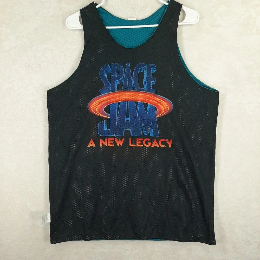 Space Jam A New Legacy Tune Squad Reversible Mesh‎ Jersey Mens Large Black Teal
